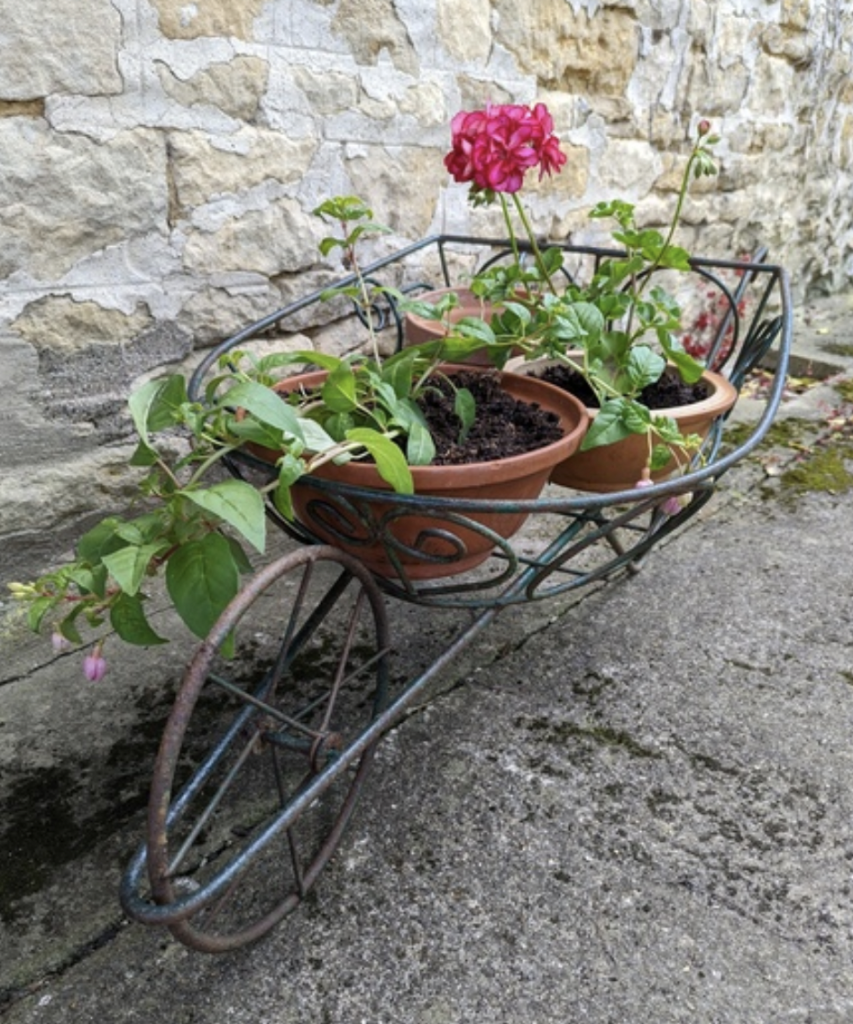 Wheelbarrow garden planter idea
